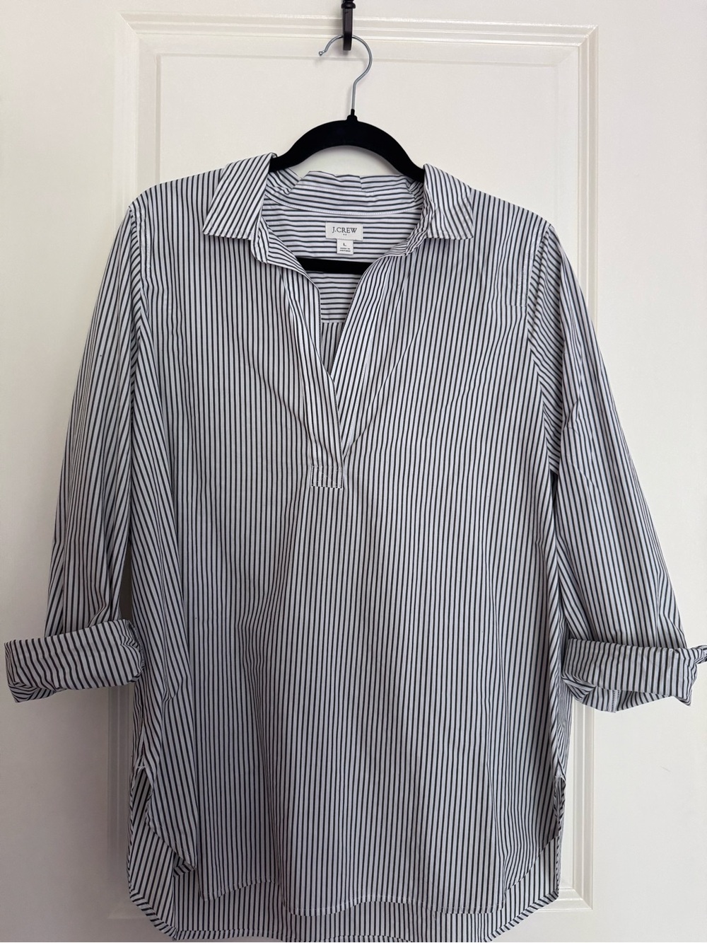 J. Crew Men’s Black & White Vertical Stripe Button-Down Shirt